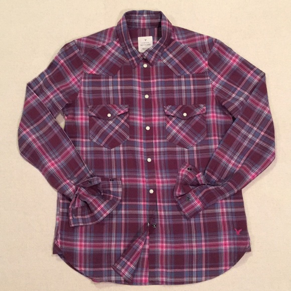 American Eagle Outfitters Tops - ❤️3/$25❤️ American Eagle | Plaid Western Cut Shirt size S